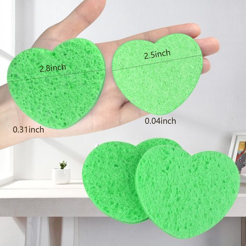50-Count Facial Sponges Compressed, 100% Natural Cellulose Face Sponge Professional Cosmetic Spa Sponges for Face Cleansing, Exfoliating Mask, Makeup Removal for Travel and Home, Green