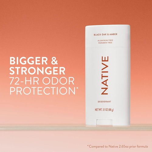 Native Aluminum-Free Deodorant - Black Oak & Amber | 72-Hour Odor Control Stick, 3.1 oz for All Genders