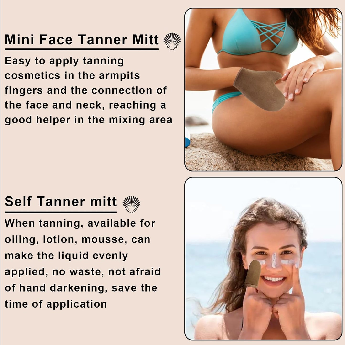 Skiennix Self Tanner Mitt Applicator Kit - Streak-Free, Reusable & Washable | 4 Pcs for Face & Body