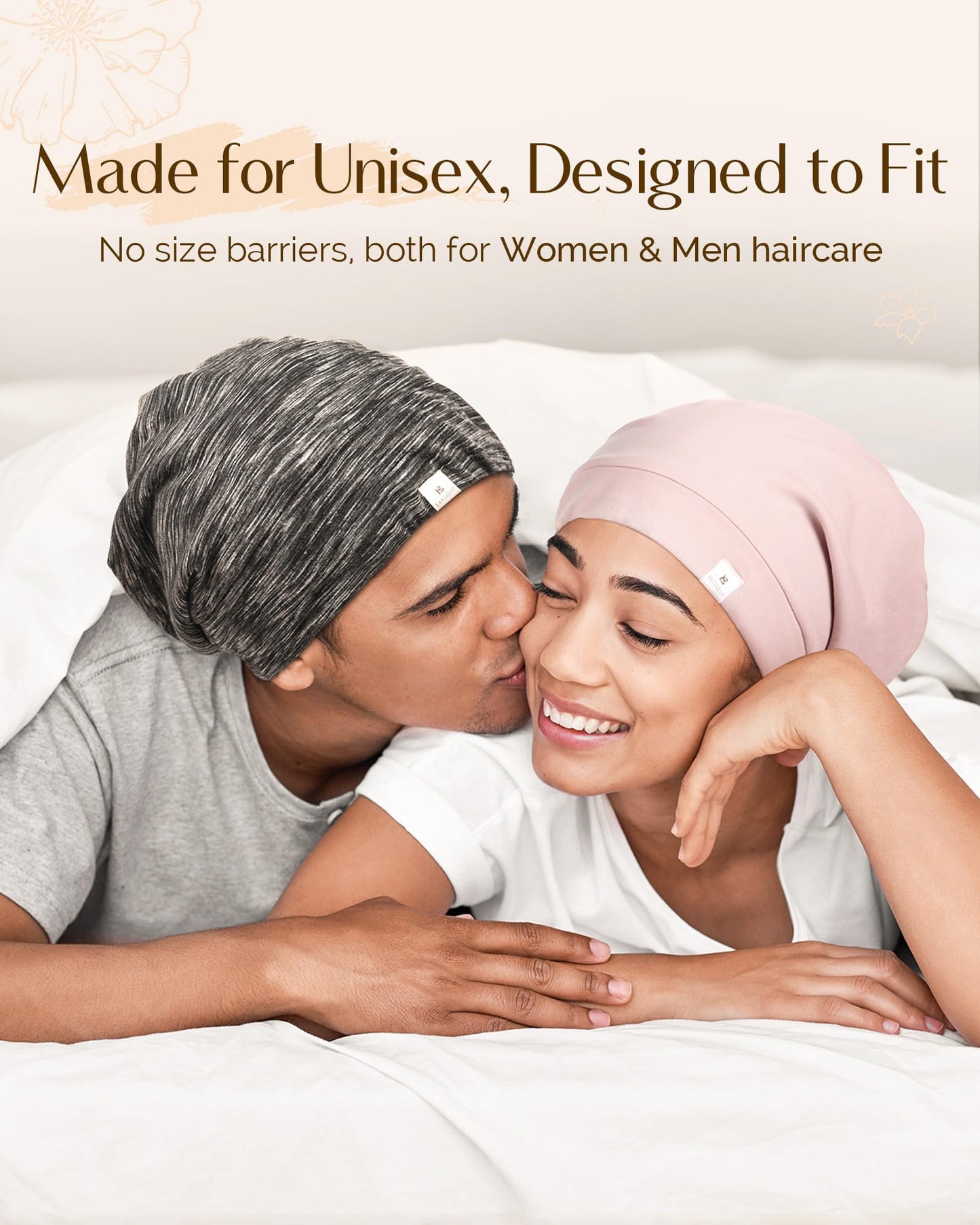 YANIBEST Hair Cover Bonnet Satin Sleep Cap - Adjustable Stay on Silk Lined Slouchy Beanie for Night Sleeping Surgical Hats Pure Black