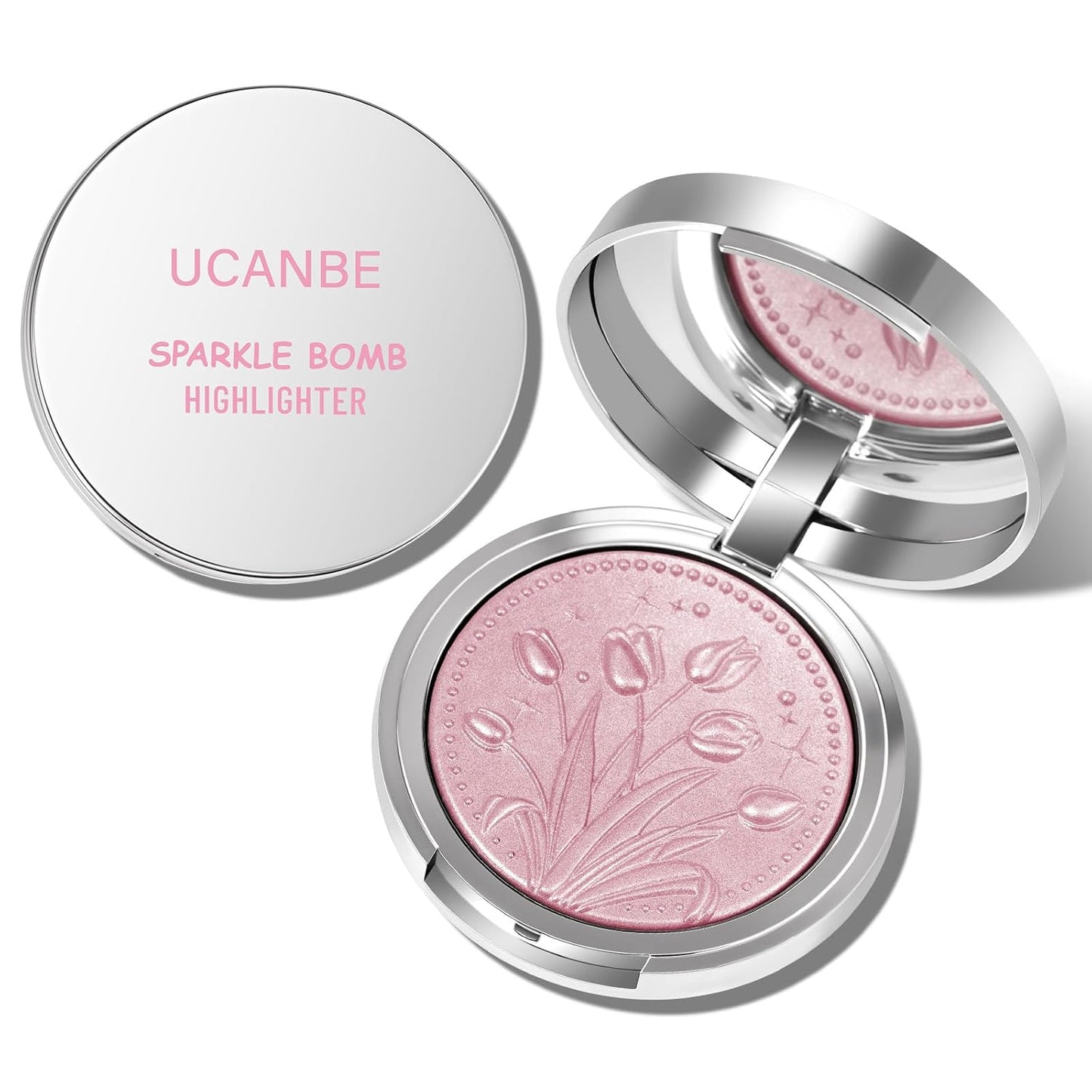 UCANBE Sparkle Bomb Highlighter - Weightless & Buildable Illuminator Palette for Face & Body | 03 Rose Glow