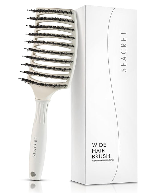 SEACRET Pro Styling Hair Brush - Ergonomic Detangling Boar Bristle Paddle for All Hair Types