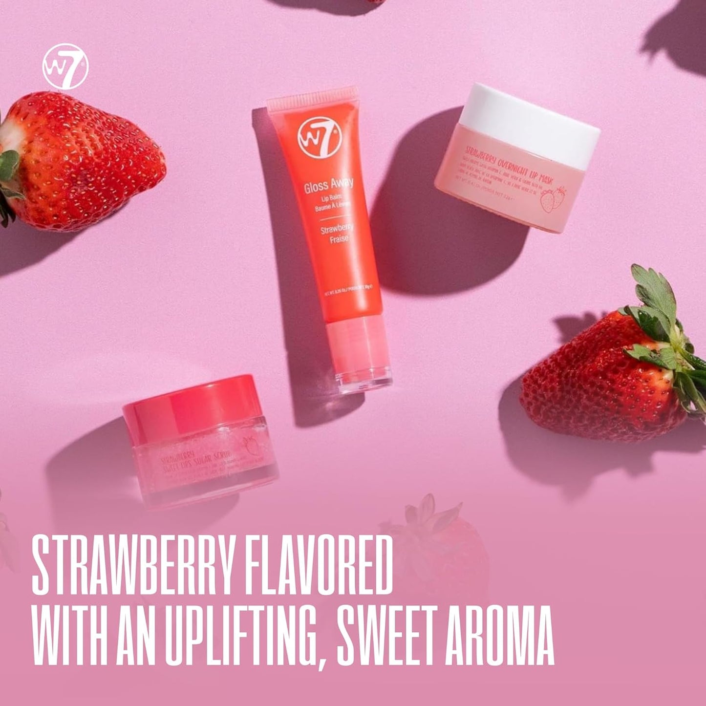 W7 Sweet Dreams Lip Care Gift Set - Overnight Mask, Balm & Scrub | Strawberry Flavor