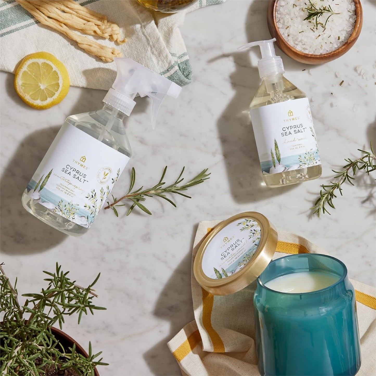 Thymes Hand Wash - Hydrating Moisturizing Soap with Moroccan Rosemary & Amalfi Lemon | 9 fl oz