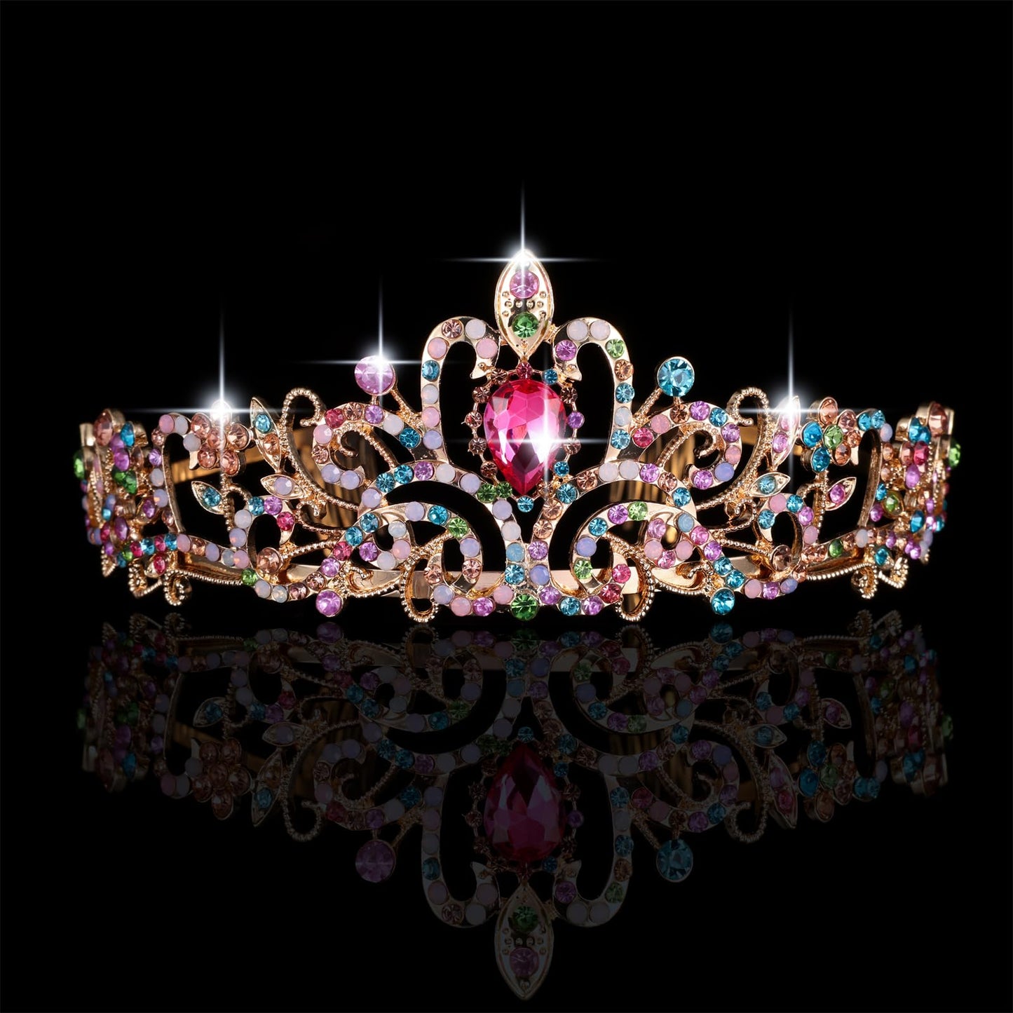 Kamirola - Crystal Tiara Crowns For Women Girls Princess Elegant Crown with Combs Women's Headbands Bridal Wedding Prom Birthday Party Headbands for Women(06) (GoldMult06)