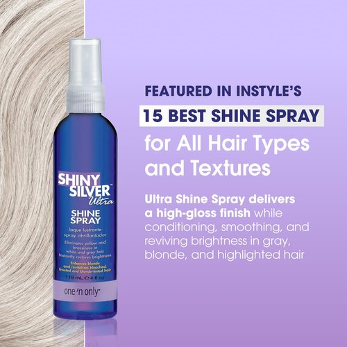 One 'n Only Shiny Silver Ultra Shine Spray - Purple Hair Gloss with UV Protection for Blonde Hair (4 oz)