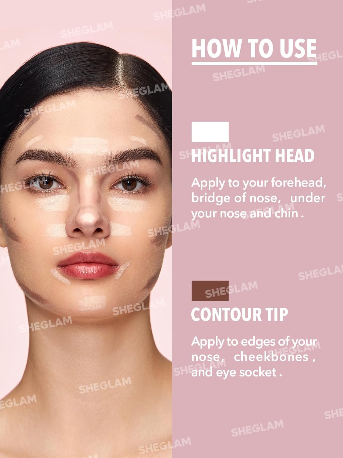 SheGlam Fine Line 2-In-1 Nose Contour & Highlight Pen - Long Lasting Waterproof Cream Bronzer & Highlighter in Umber