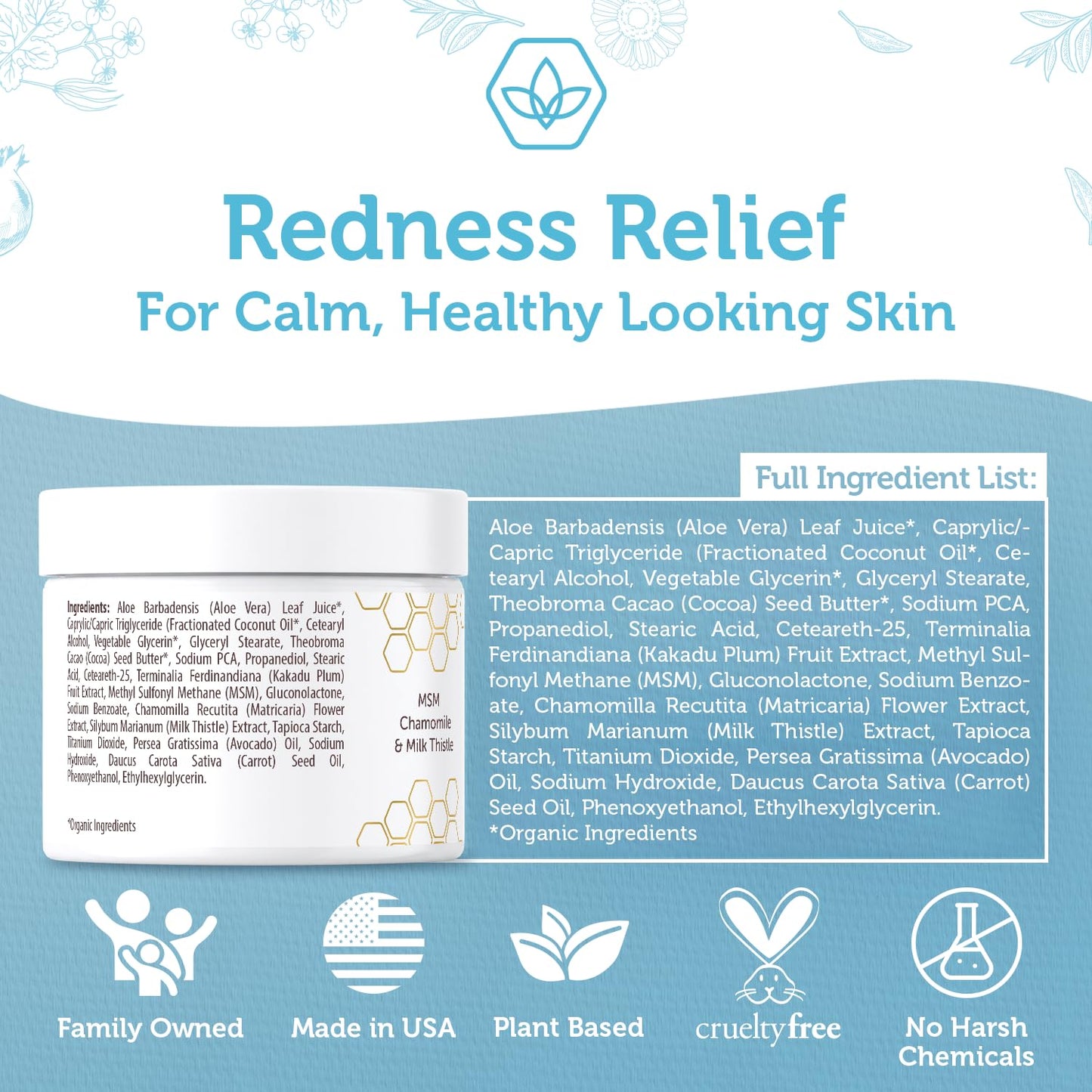 Era Organics Redness Relief Cream - Soothing Moisturizer with Manuka Honey & Chamomile | Made in USA
