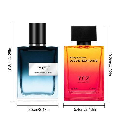 Ycz Cologne for Men Set, 1.7oz(50ml) Bottled Pioneers Perfume and Borrowing Fire Men Perfume, Eau Woody Rose Scent, Highquality Long Lasting, Sleek Bottle Design for Christmas Gifts Ideal