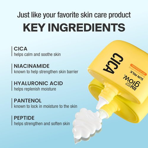 GANGNAM Glow CICA Sun Milk - SPF 50 Moisturizer | Invisible Broad Spectrum Sunscreen for Face, 1.69 fl. oz