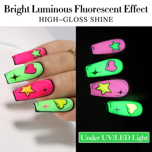 Double Rhythm 15ML Gel Nail Polish Pure Sheer Same Color Same Bottle Soak Off Gel Polish Art Manicure Salon DIY at Home for Women (Neon Light Green-A1420)