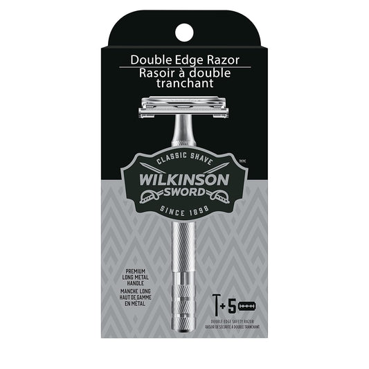 Wilkinson Sword Double Edge Razor - Precision Shaving with 5 Blade Refills | Men's Grooming Essential
