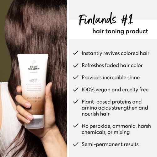 FOUR REASONS Color Mask - Chocolate Hair Gloss & Color Depositing Conditioner | Vegan, 6.76 fl oz