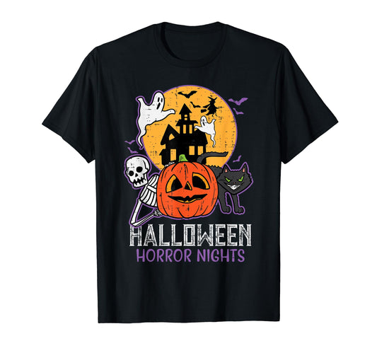 Halloween Horror Nights Retro Movie Poster Spooky Skeleton T-Shirt