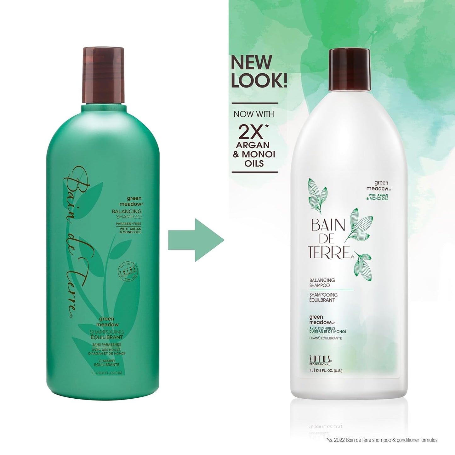 Bain de Terre Balancing Shampoo & Conditioner Set - Green Meadow | Restores Balance for Oily Hair | 33.8 Fl Oz
