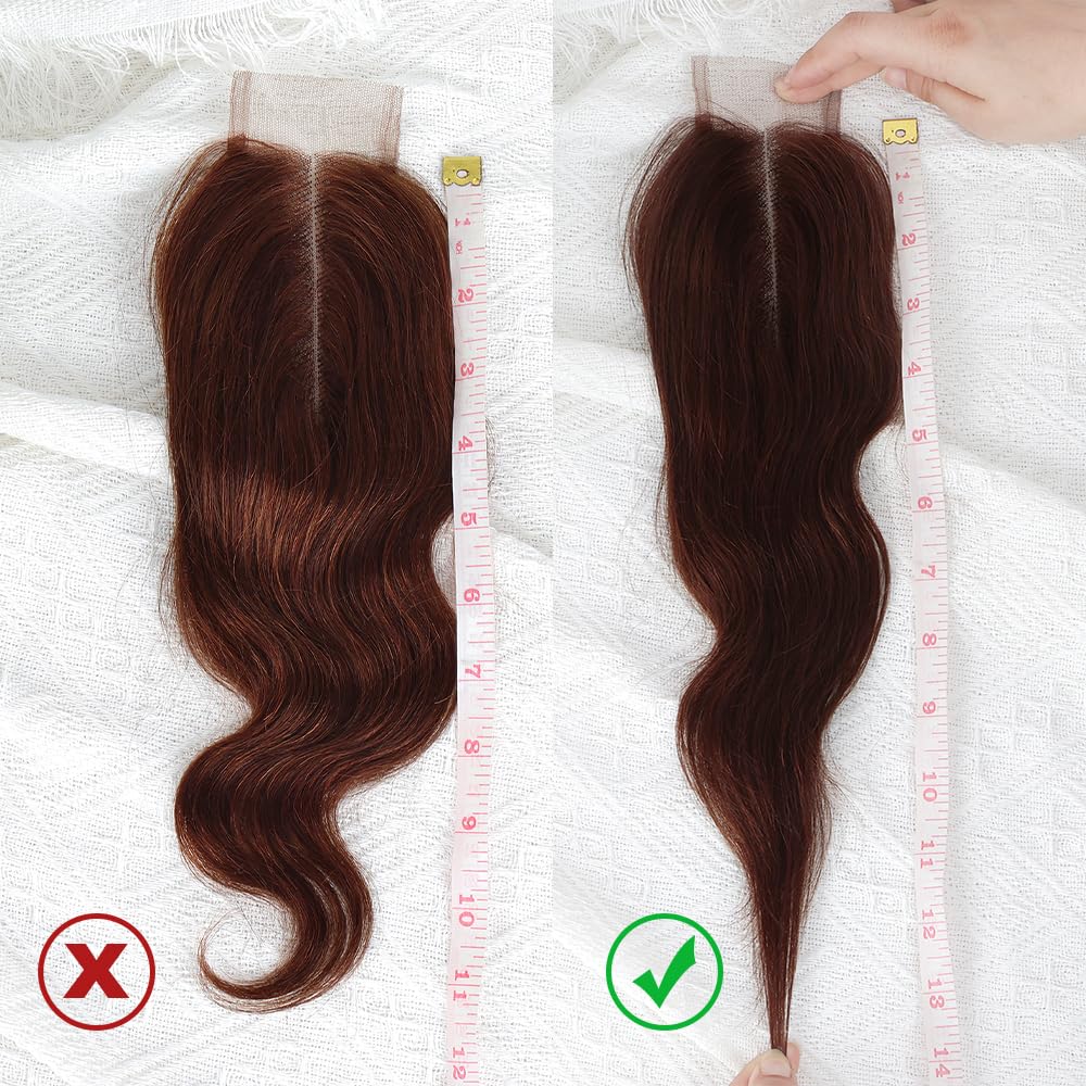 Brown Closure 2x4 HD Body Wave Closure Transparent Lace Closure Brazilian Virgin Human Hair Lace Closure 4# Brown Color (12 Inch)