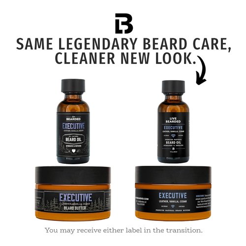 Live Bearded Beard Oil & Butter Grooming Kit - All-Natural Ingredients for Growth Support | Executive Scent - Cedar & Vanilla