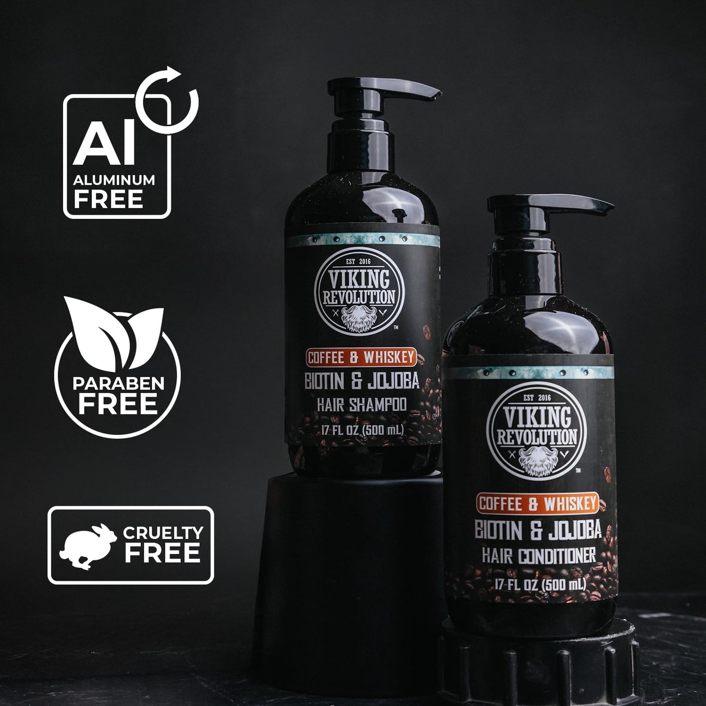 Viking Revolution Men's Shampoo & Conditioner Set - Biotin & Jojoba Oil for Healthy Hair | 17 Oz