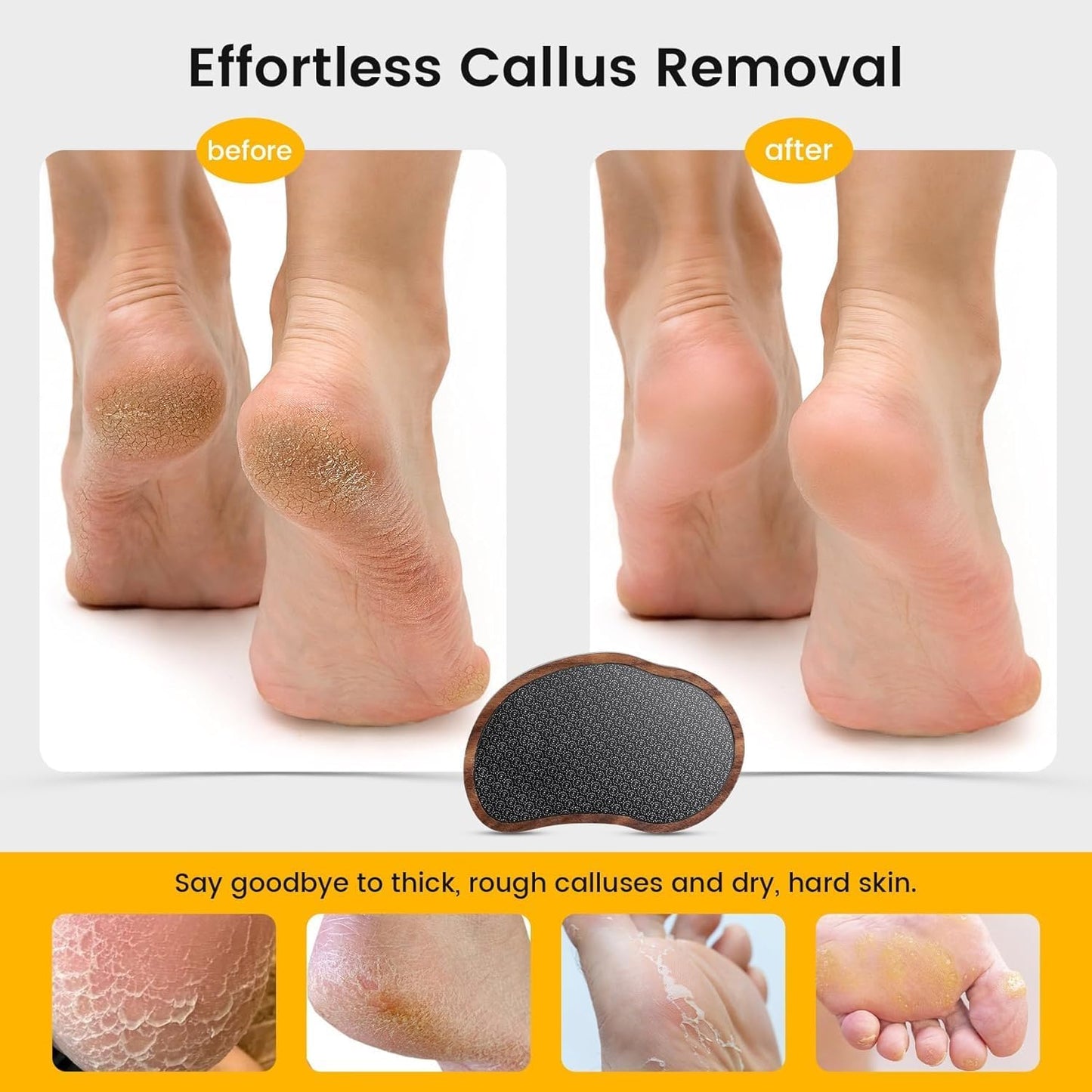 BezoX Glass Foot File - Nano-Glass Pumice Stone Scrubber for Silky Smooth Feet | Portable Pedicure Tool with Walnut Wood Handle