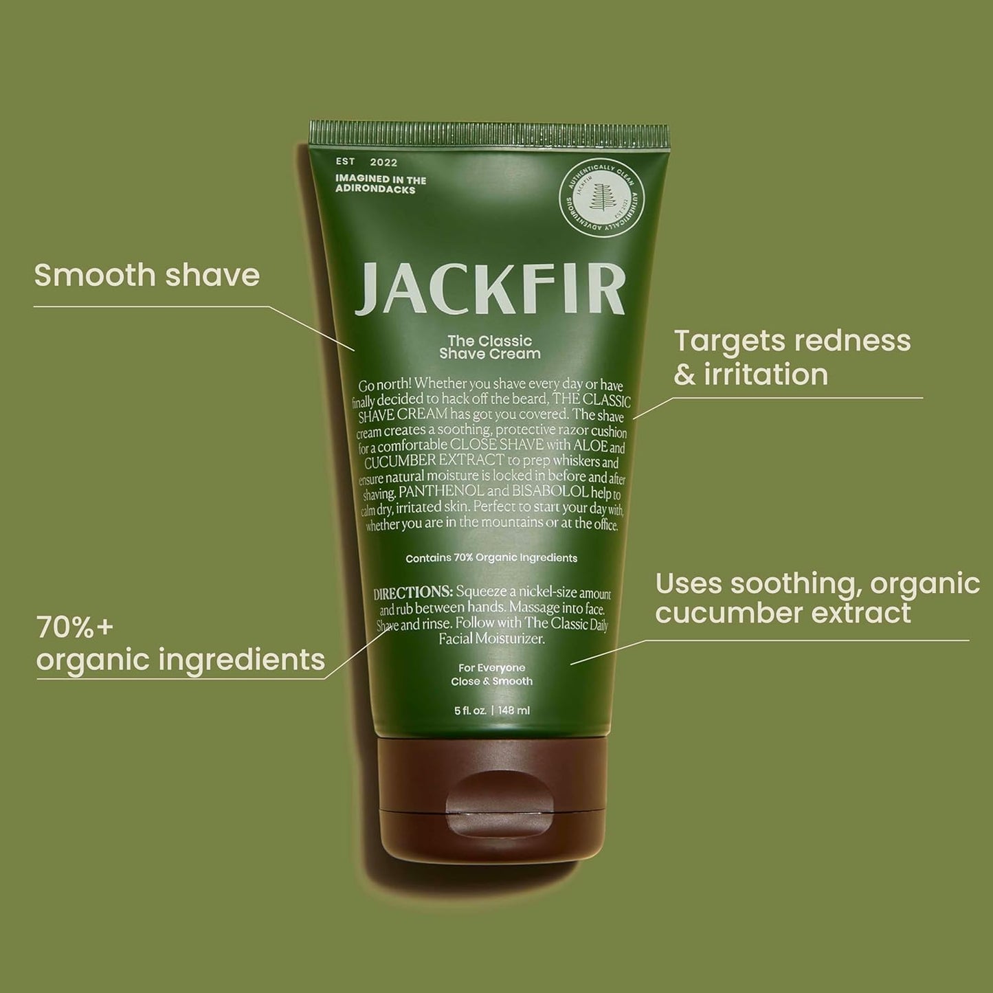 Jackfir Classic Shave Cream - Smooth Hydrating Formula with Aloe & Cucumber Extract | 5 Fl Oz