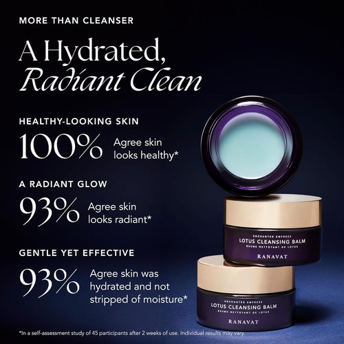RANAVAT Lotus Facial Cleansing Balm - Gel to Milk Makeup Remover for Balanced Skin | 3.4 oz Resurfacing Cleanser with Blue Tansy Oil & Jasmine