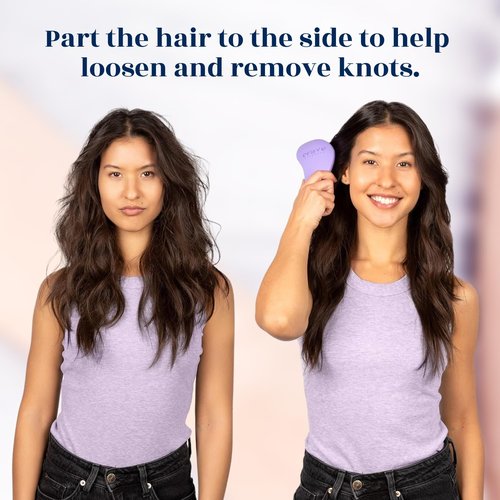 Crave Naturals Glide Thru Detangling Hair Brush for Adults and Kids - Detangler Hairbrush for Curly or Straight, Wet or Dry Hair - Gentle on Tangles Comb - Purple and Pink Hearts (Pack of 2)
