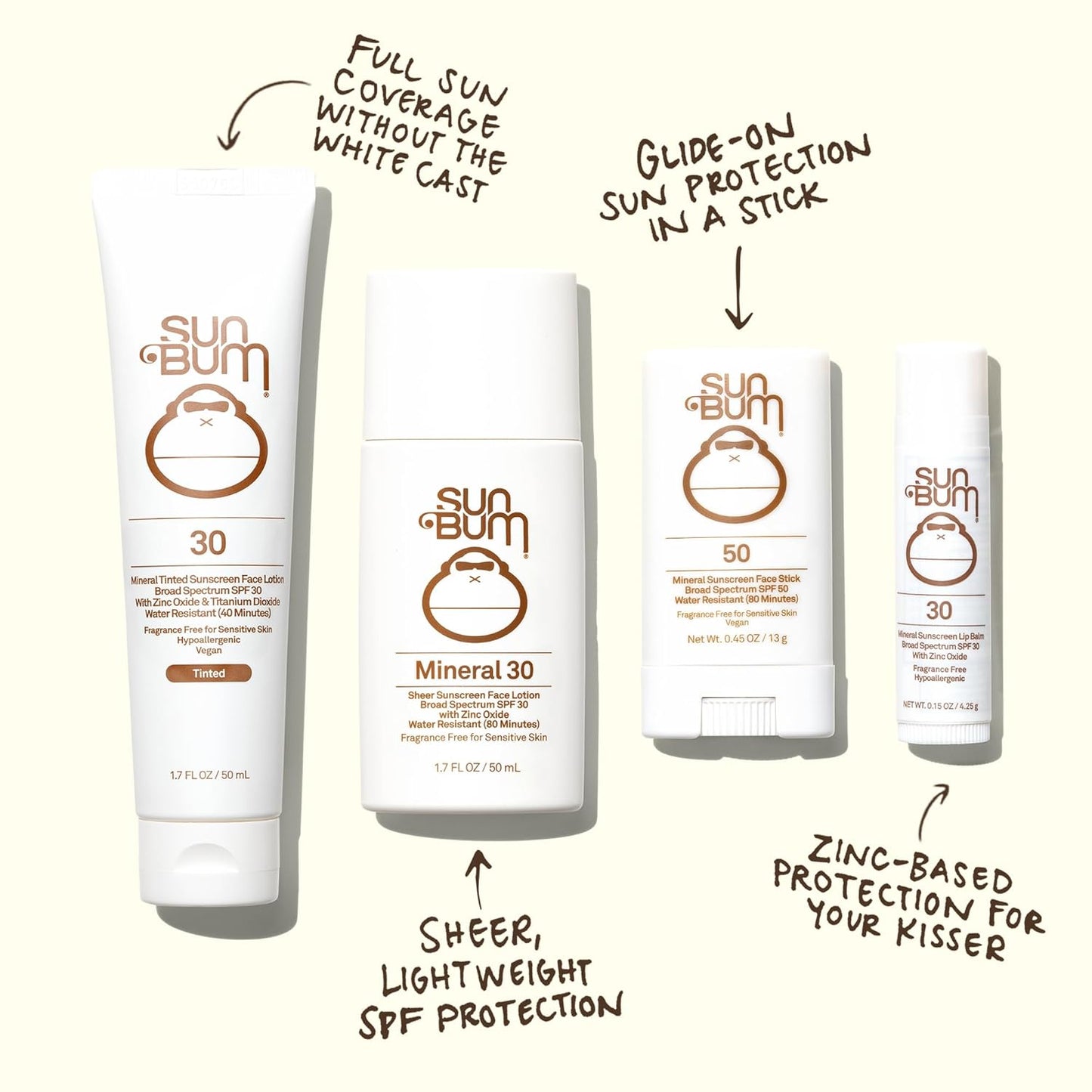Sun Bum Mineral SPF 30 Face Sunscreen Lotion - Fragrance-Free Moisturizing Protection - Travel Size 1.7 oz