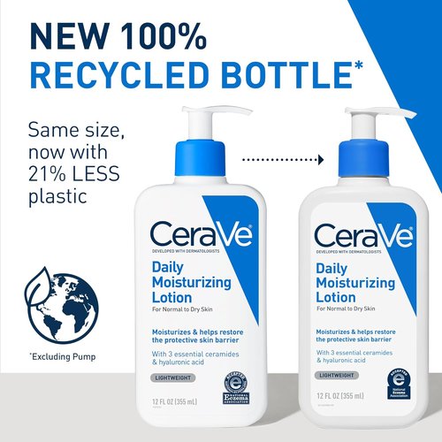 CeraVe Daily Moisturizing Lotion - Hydrating Body & Face Moisturizer with Hyaluronic Acid | 12 Oz, Fragrance-Free