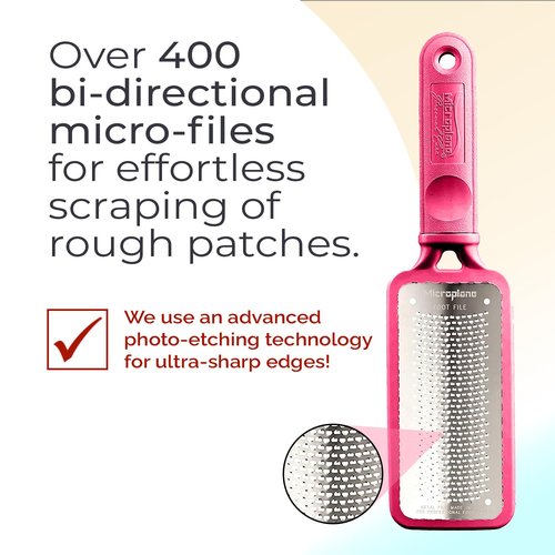 Microplane Colossal Foot File - Original Stainless Steel Callus Remover & Gentle Foot Scrubber | Pink
