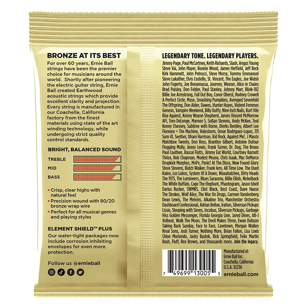 Ernie Ball Earthwood Custom Medium 80/20 Bronze Acoustic Guitar Strings, 12.5-56 Gauge (P02005) (Pack of 2)