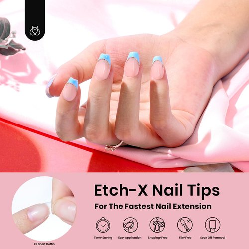 Beetles Gel Nail Tips Extra Short Coffin 576Pcs 12 Sizes - Pre-Etched Shaped Half Matte Soft Nail Tips Press On Nails Full Cover False Nails Acrylic Fake Nail Extension Kit Gift for Women