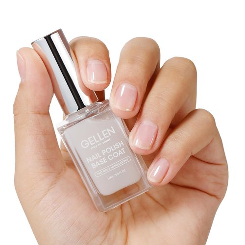 GELLEN Clear Nail Polish Base Coat - Sheer Milky White, Strengthens Nails & Enhances Natural Look