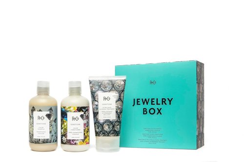 R+Co JEWELRY BOX Kit – Color-Protecting Hair Set | Includes GEMSTONE Color Shampoo (8.5 oz), Conditioner (8.5 oz) & Ultra Shine Glossing Treatment (5 oz) | Vegan, Sulfate-Free | Limited Edition