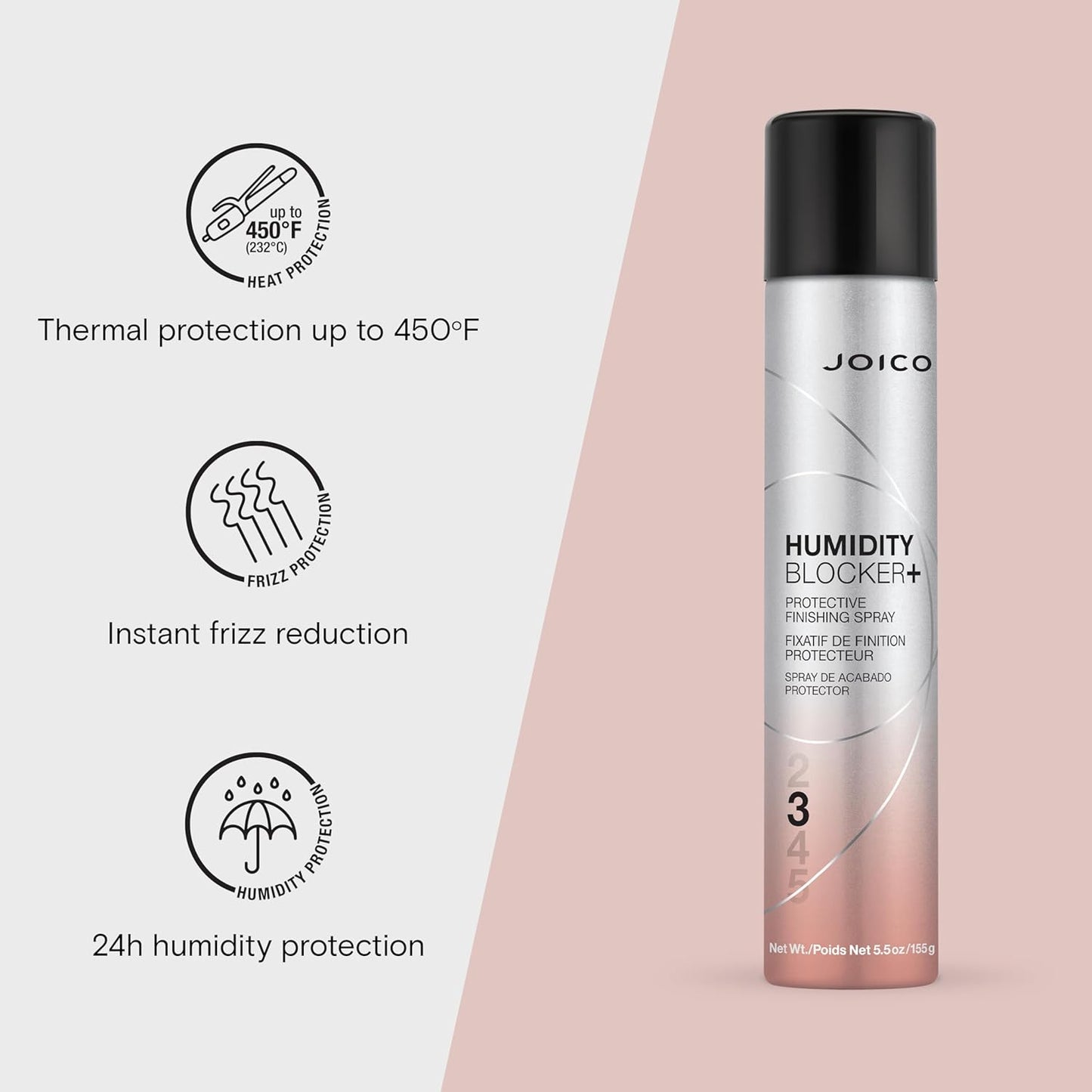 Joico Humidity Blocker+ Finishing Spray - Protect Against Heat & Humidity | Boost Shine & Reduce Frizz