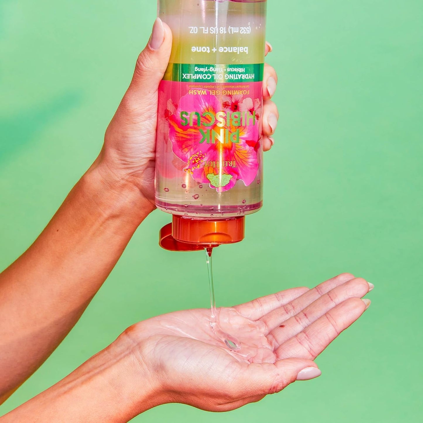 Tree Hut Pink Hibiscus Foaming Gel Wash - Hydrating Body Wash with Shea Butter & Essential Oils | 18 fl oz