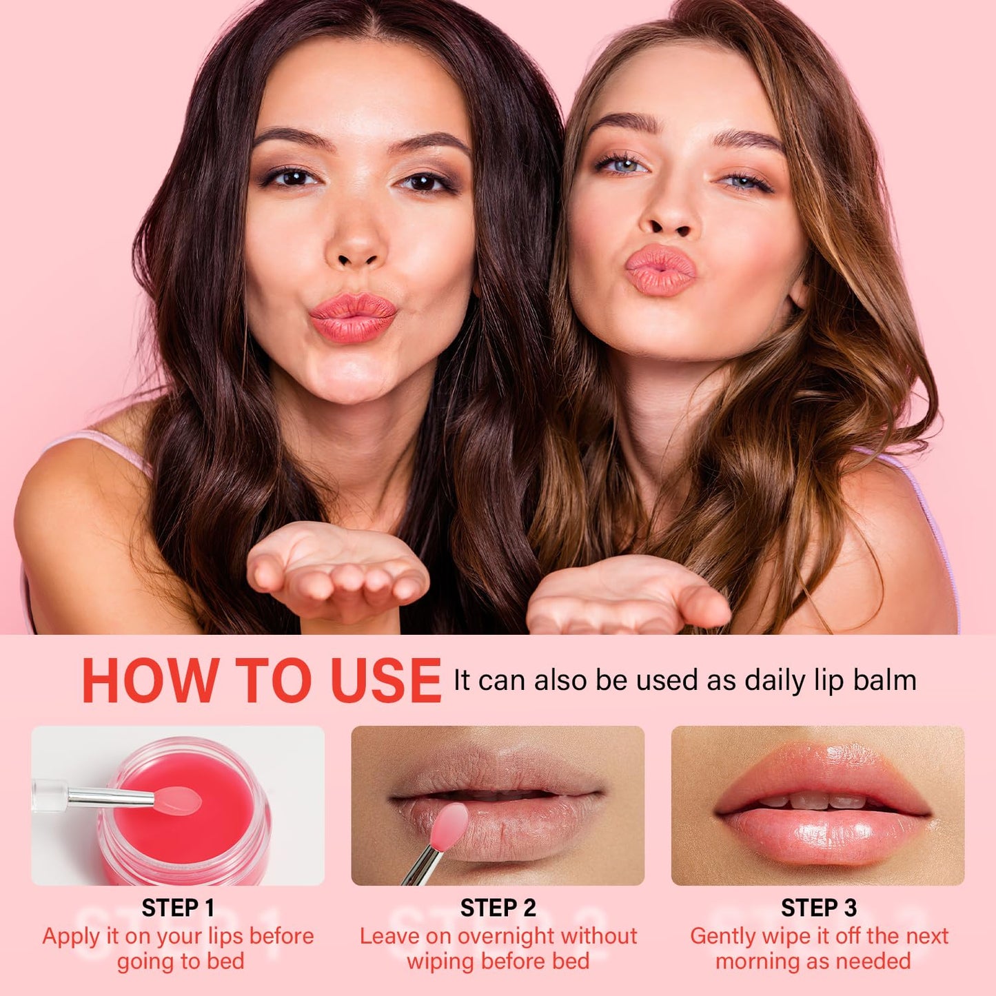 Skiennix Lip Mask Set - 4 Pcs Overnight Hydrating Lip Care with Shea Butter & Hyaluronic Acid