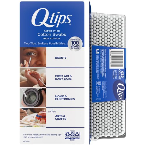 Q-Tips Cotton Swabs - Ultra Soft & Absorbent | 625 Count for Gentle Cleaning