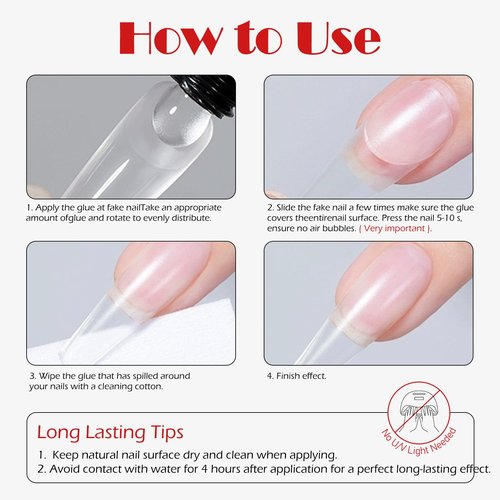 FREEORR Semi-Solid Glue and Remover Kit with Stick for Press ons, No U/V Light Needed Quick Dry Fake Nail Tips Glue and Non-Acetone Remover with Precision Tips (10ml+10g)