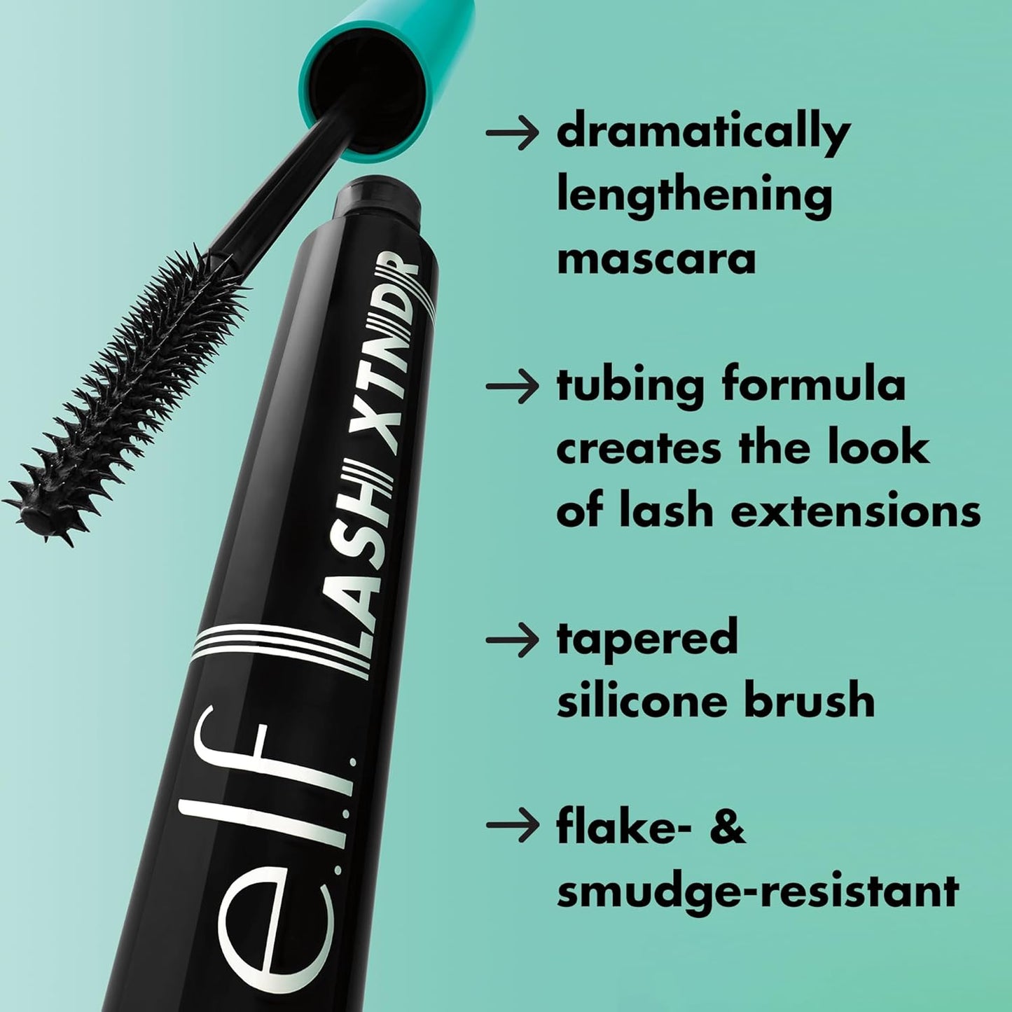 e.l.f. Lash XTNDR Mascara - Tubing Technology for Clump-Free, Flake-Free Lash Extensions | Pitch Black, Vegan & Cruelty-Free