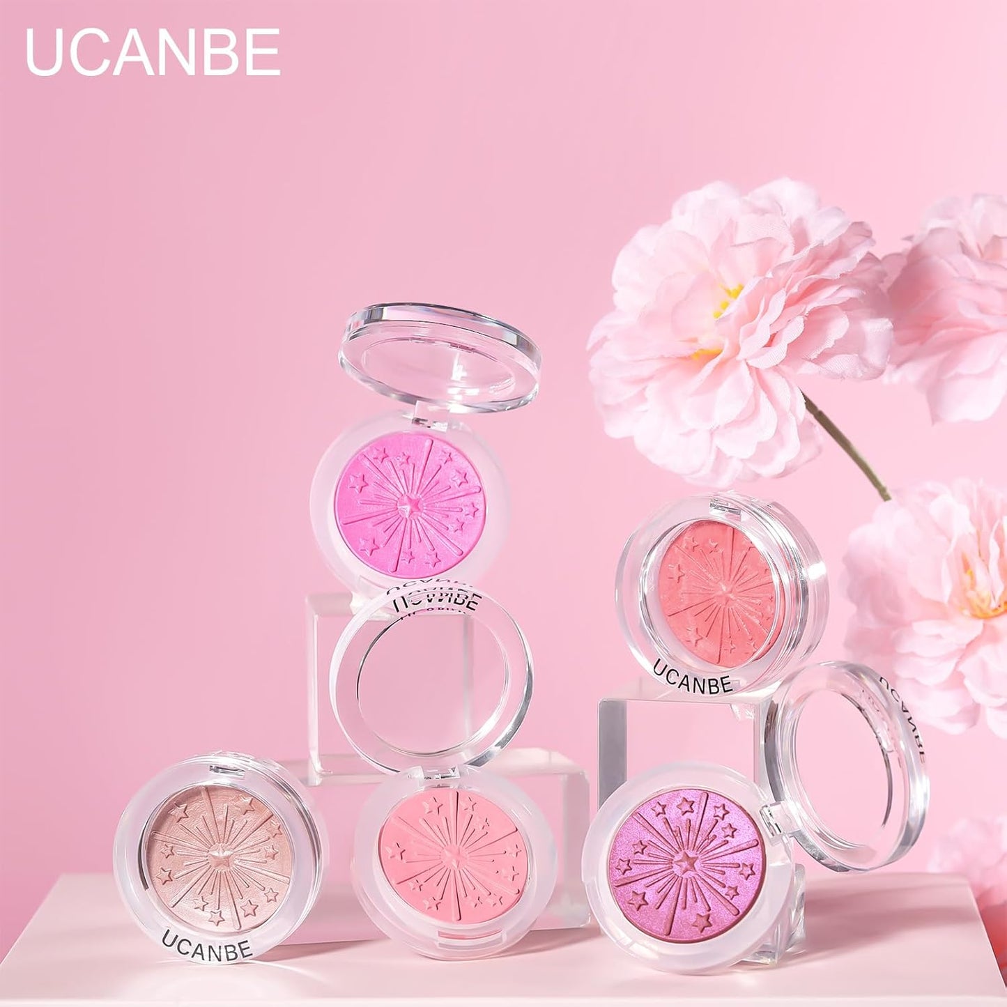 UCANBE Baked Blush Palette - Silky Blendable Powder for a Natural Coral Glow | Long-Lasting Finish
