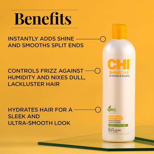 CHI ShineCare Smoothing Shampoo - Instantly Transforms Dull Hair with Shine & Hydration | 25 Oz, Sulfate-Free