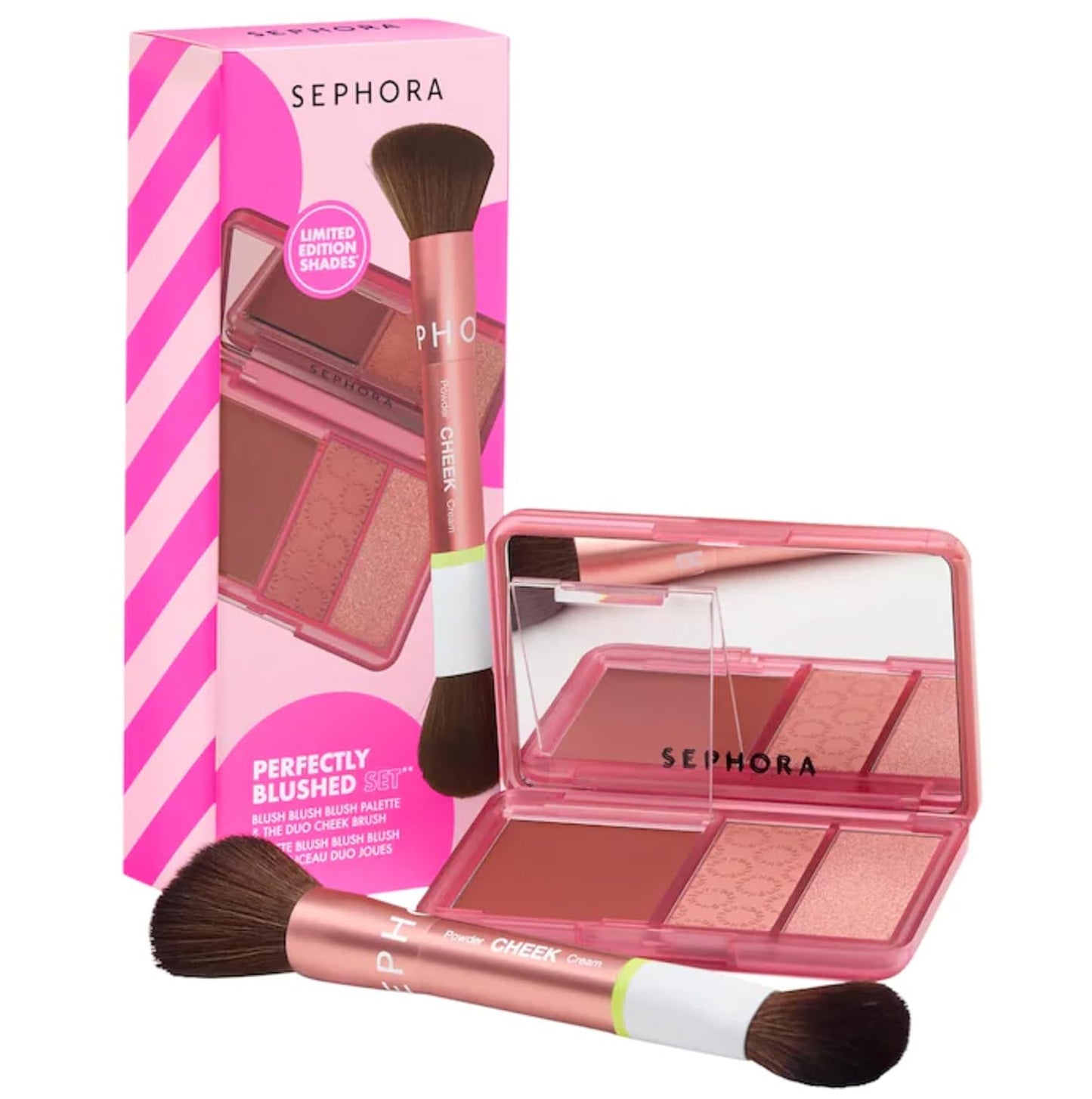 Sephora Collection Blush Palette - Perfectly Blushed Set with Cheek Pincher & Duo Brush