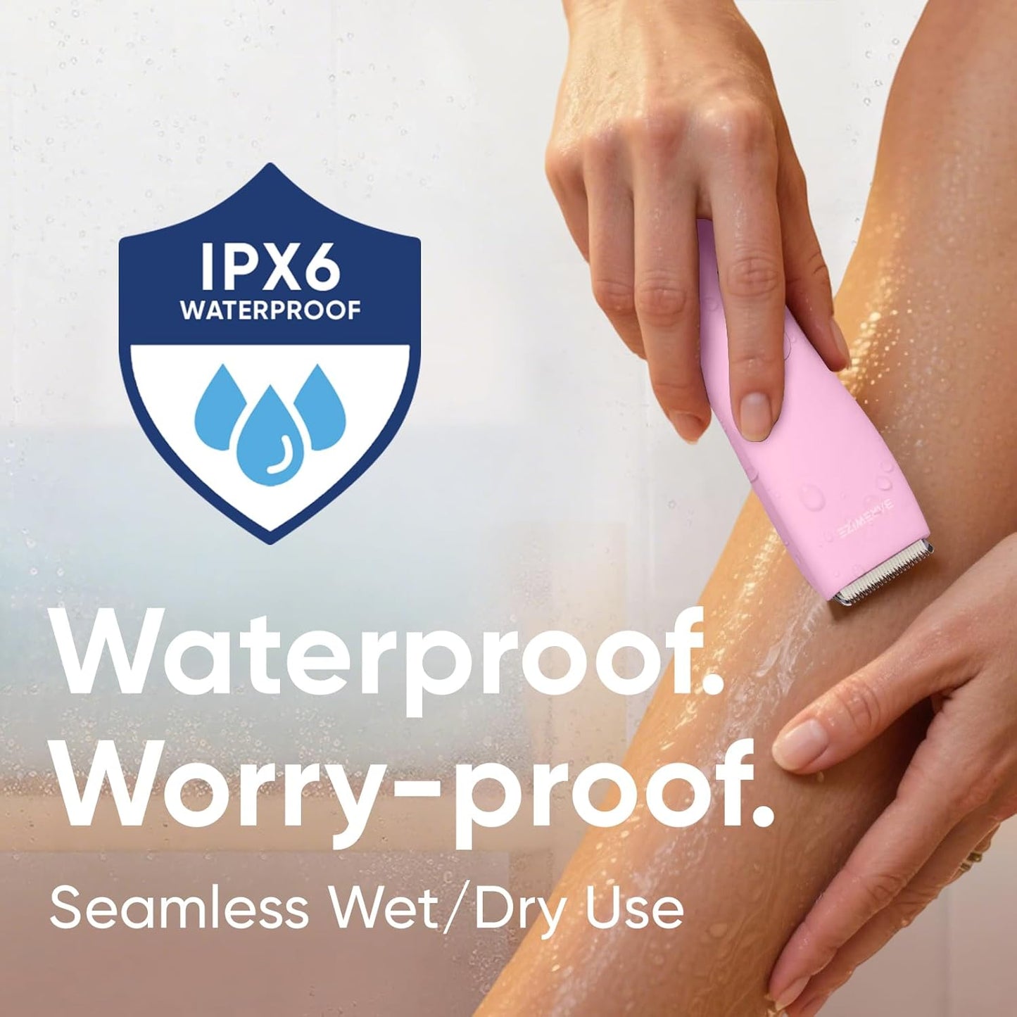 Skiennix Bikini Trimmer for Women - Waterproof, USB-C Rechargeable with LED Light & Replaceable Blade | Electric Lady Shaver (Rose)