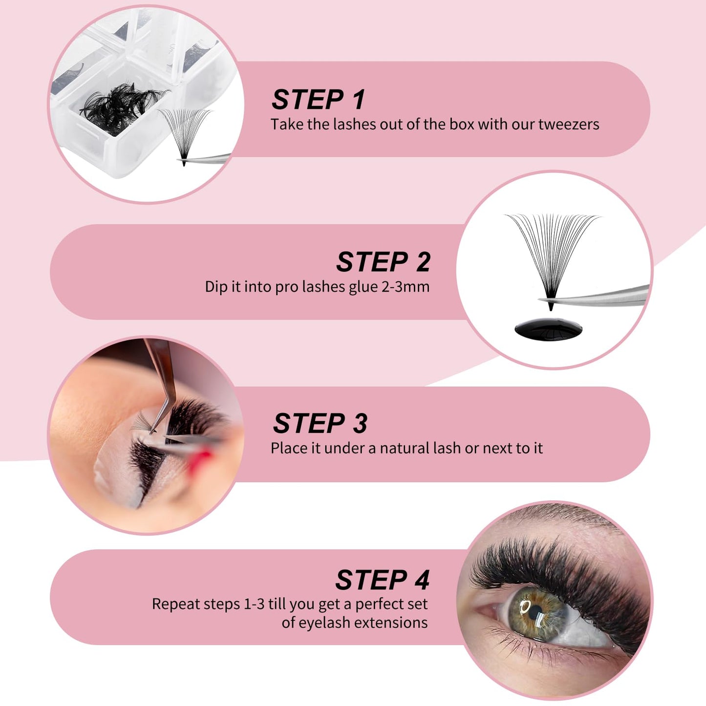 Lash Extension 24D Premade Fans Eyelash Extensions 600pcs Pre Made Fans Lash Extensions Premade Lash Fans Volume Lash Extensions D Curl Eyelash Extension Premade Fans (24D-0.07D-8-15mm)