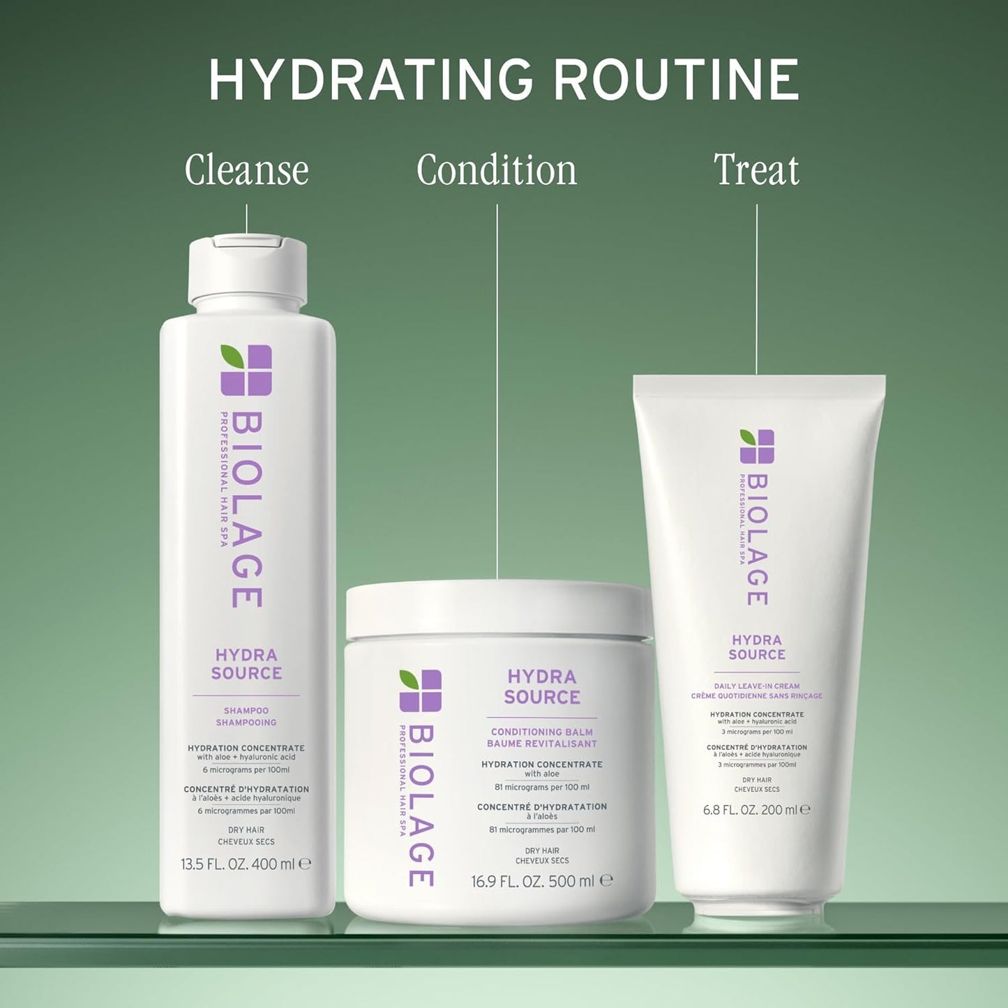 Biolage Hydra Source Shampoo - Moisturizing & Shine-Enhancing Formula for Dry Hair | Infused with Aloe Vera & Hyaluronic Acid