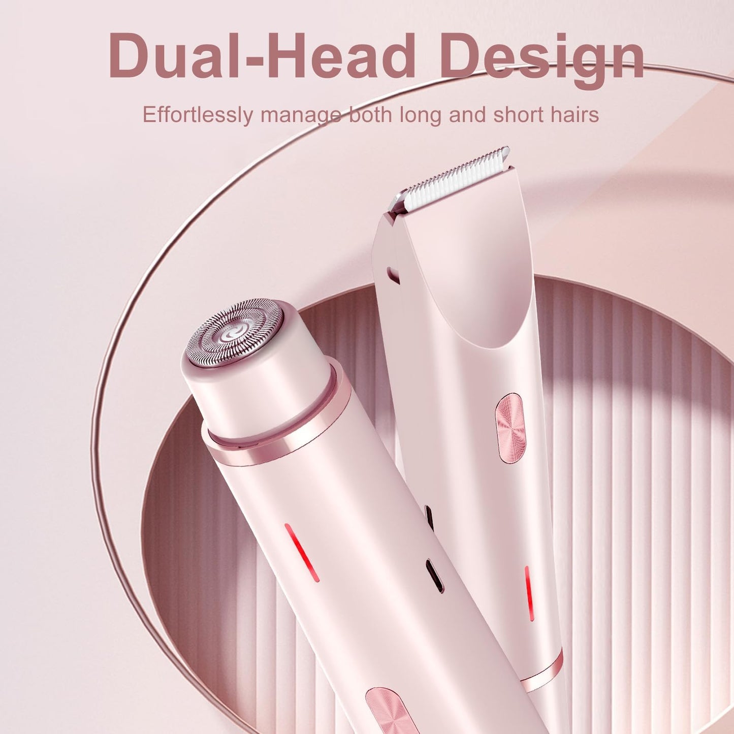 Favorabler-D 2-in-1 Women's Shaver and Trimmer - Waterproof, Rechargeable Razor for Intimate and Personal Grooming, Including Eyebrows and Nose