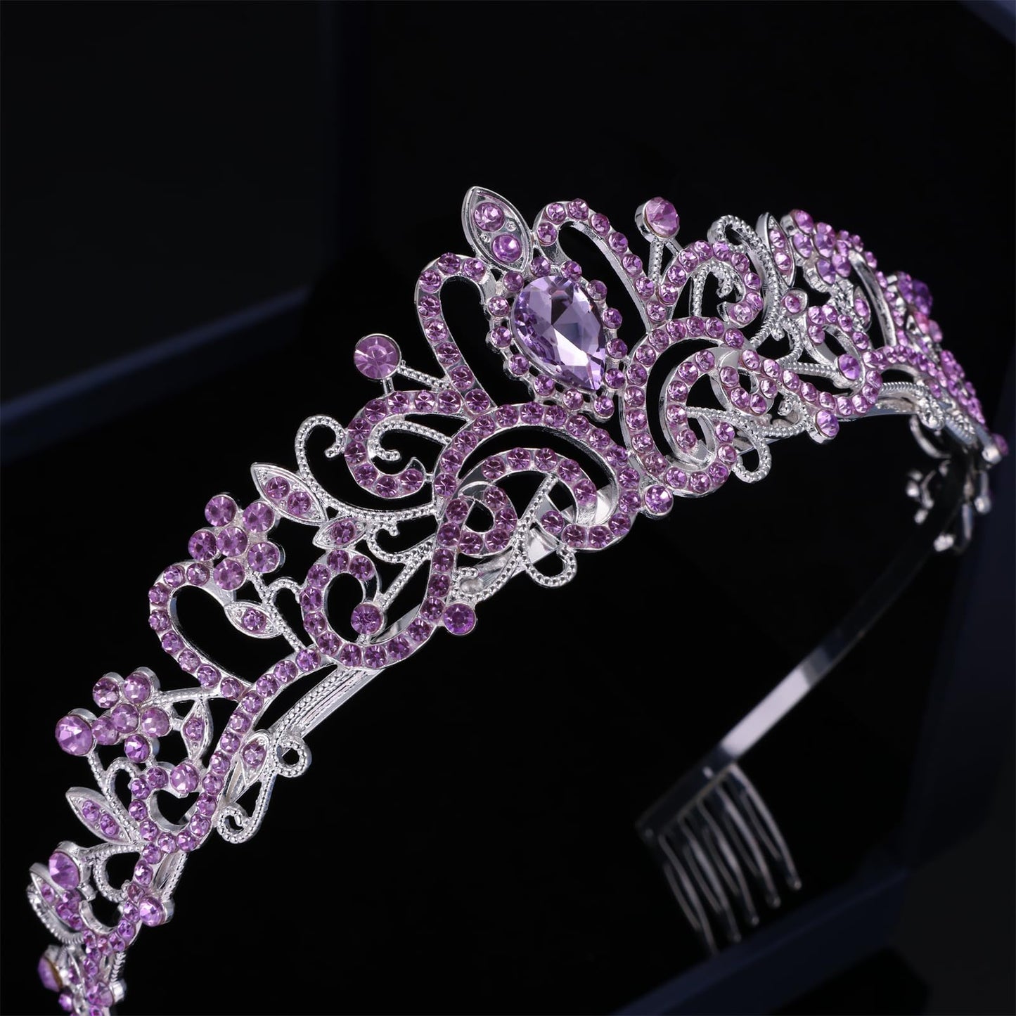 Kamirola - Crystal Tiara Crowns For Women Girls Princess Elegant Crown with Combs Women's Headbands Bridal Wedding Prom Birthday Party Headbands for Women(Silver Purple)