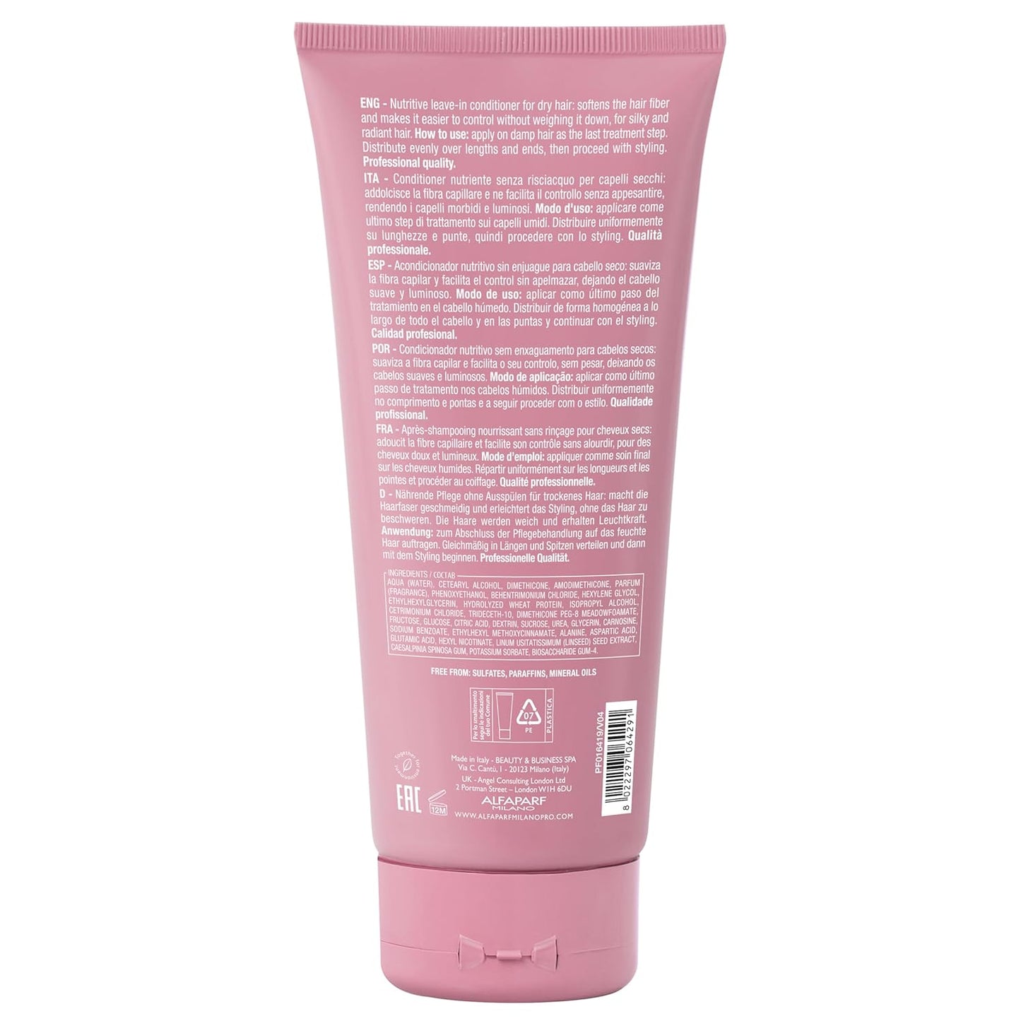 Alfaparf Milano Moisture Nutritive Leave-In Conditioner - Sulfate & Paraben Free for Dry Hair | Professional Salon Quality