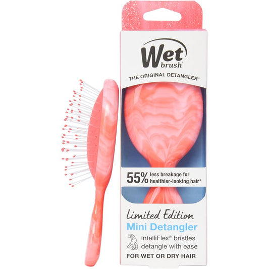 Wet Brush Mini Detangler Hair Brush for Gentle Knot Removal, Travel Size, Soft Bristles for Pain-Free Detangling, Less Breakage, Works on All Hair Types, Limited Edition, Summer Treat Strawberry