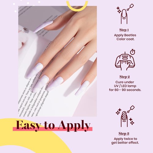 beetles Light Purple Gel Polish - 15ml Lilac Purple Violet Mauve Color Nail Gel Soak Off Uv LED Nail Lamp Gel Polish Spring Colors Nail Art Manicure Salon DIY Home Solid Color Gel